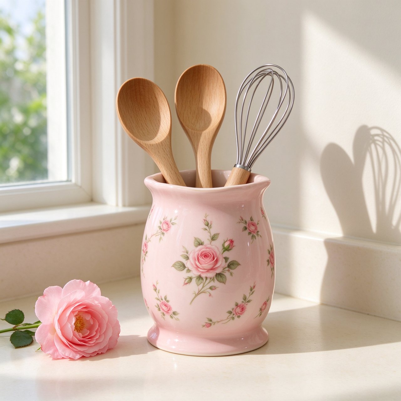 Rose Ceramic Utensil Holder product photo